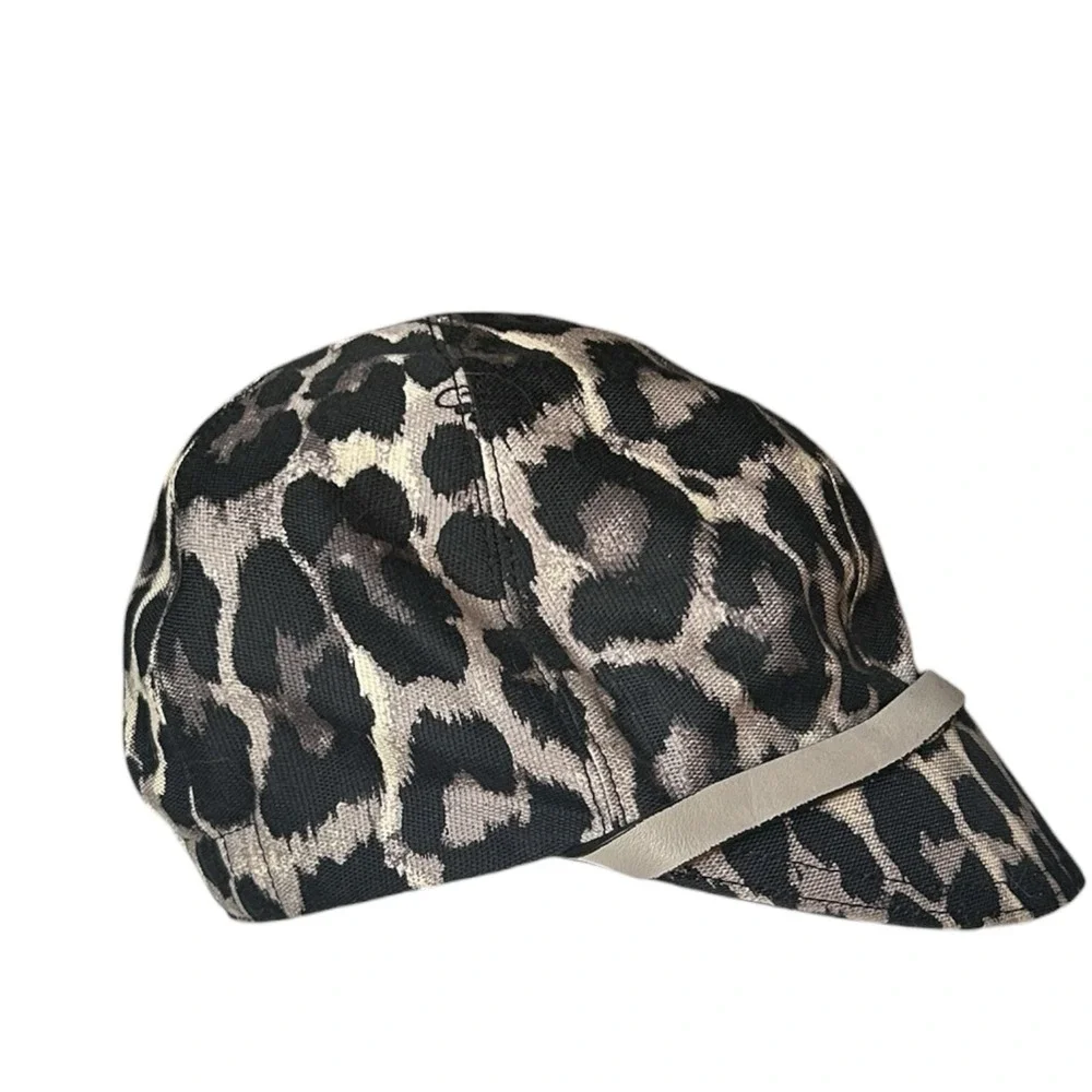 COACH New York Park Ocelot Cap Black/Tan M/L Belt & Buckle Trim F83729 MSRP $128
